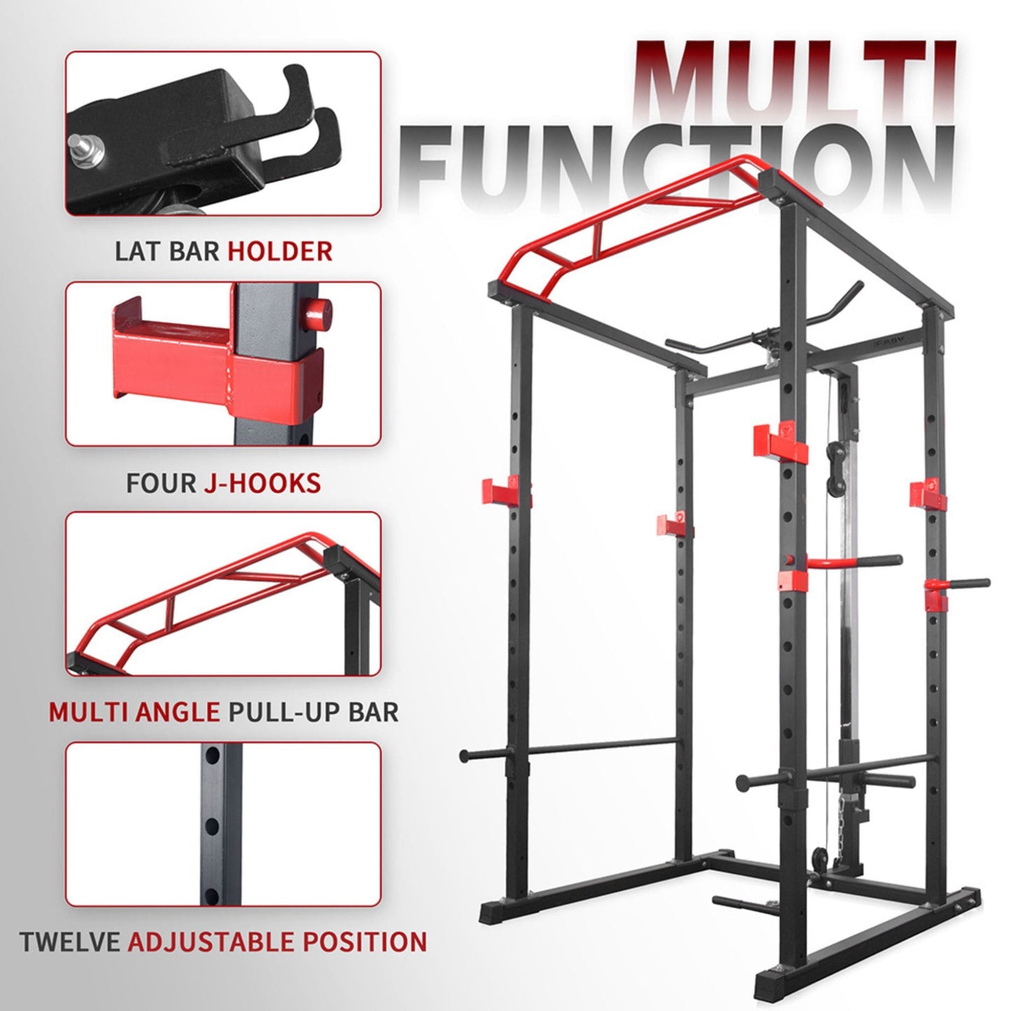 1000LBS Multi-Functional Barbell Rack Squat Power Cage With Weight Bench (SAK35822)