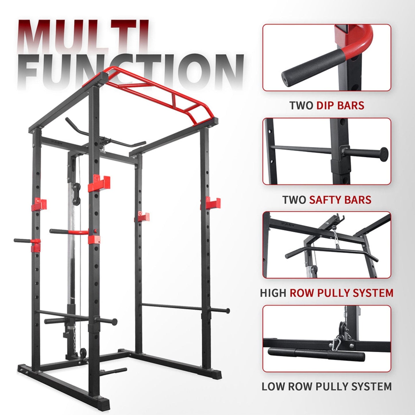 1000LBS Multi-Functional Barbell Rack Squat Power Cage With Weight Bench (SAK35822)
