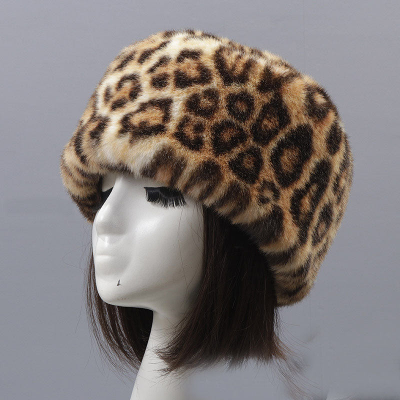 Otter Rabbit simulation fur round flat top brimless hat