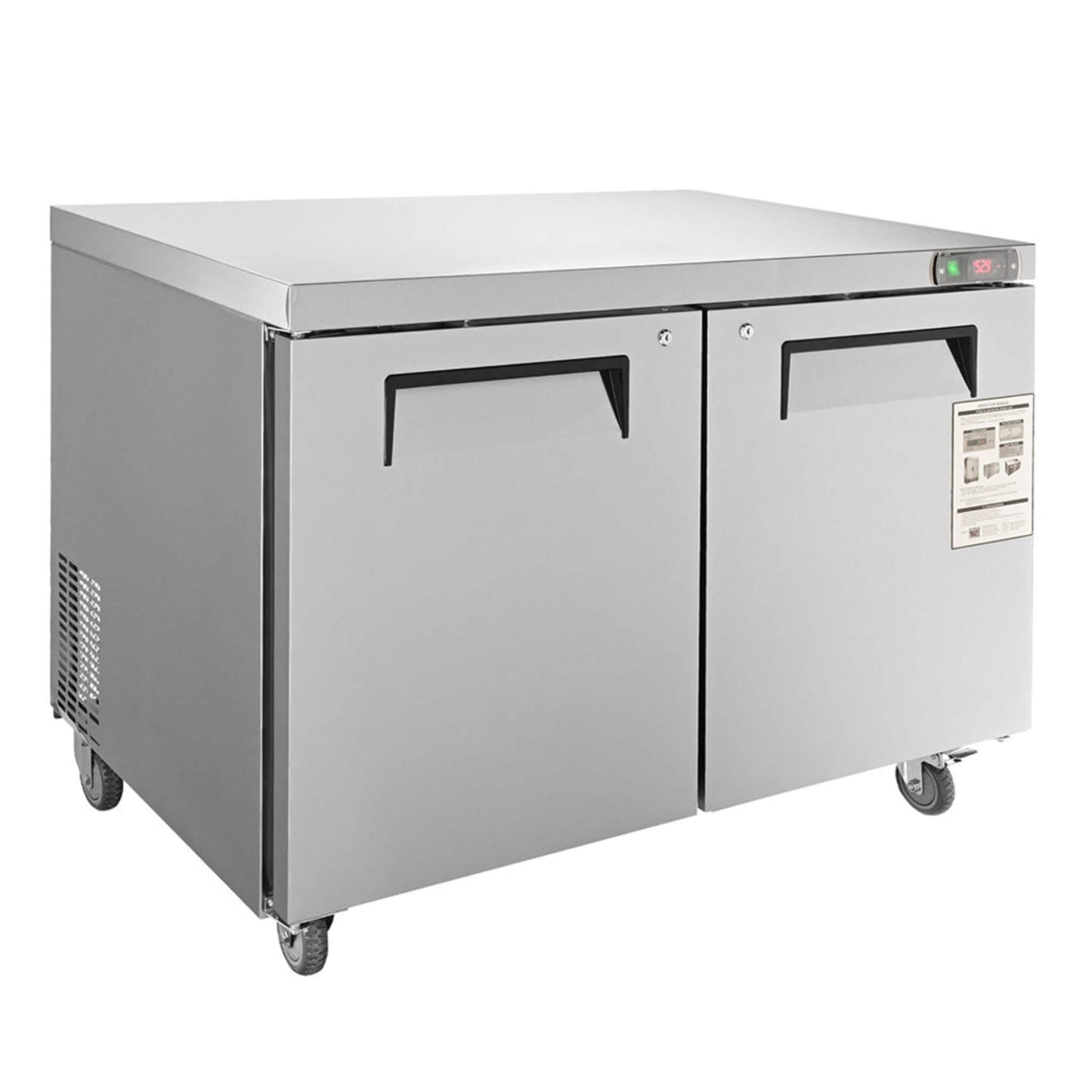 12.9 Cu.Ft 2-Door Commercial Stainless Steel Worktop Undercounter Refrigerator, 48" (SAK13725)