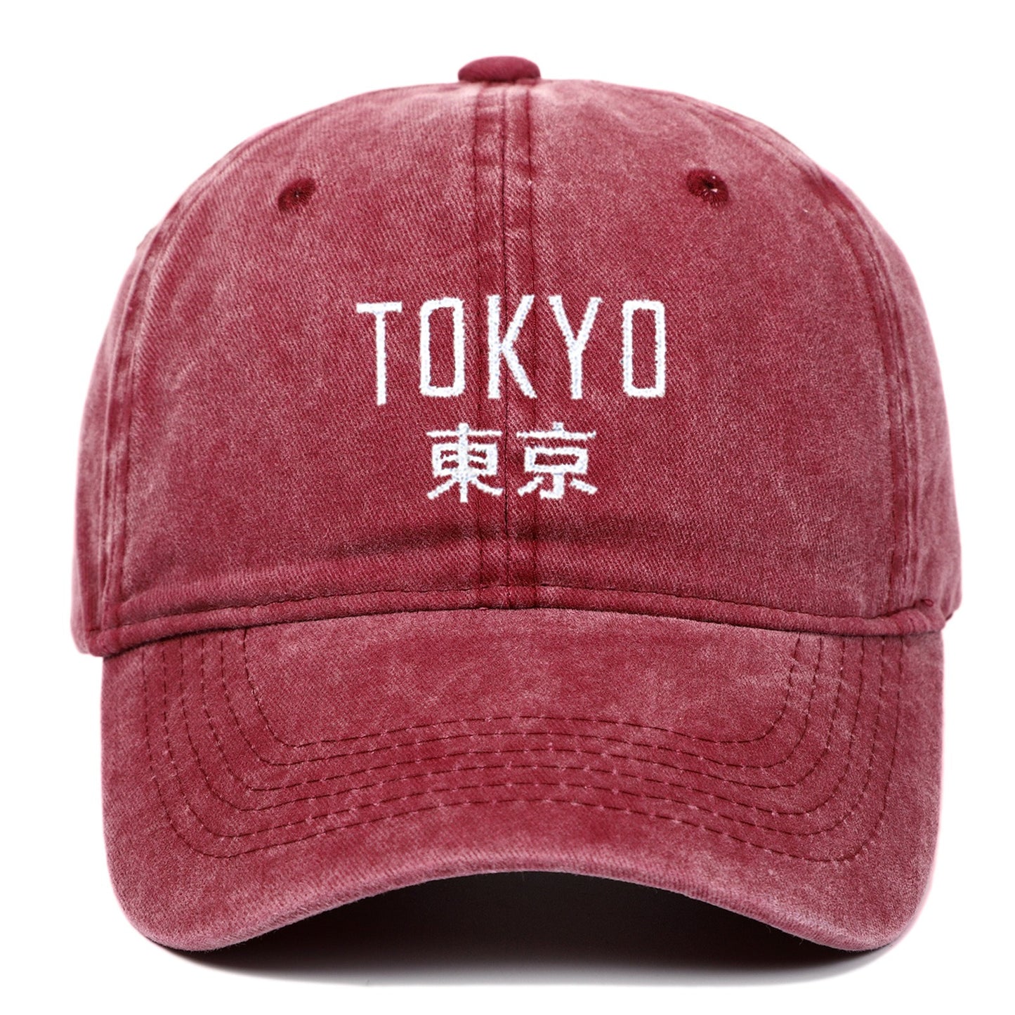 Tokyo letter embroidery soft top washed baseball cap