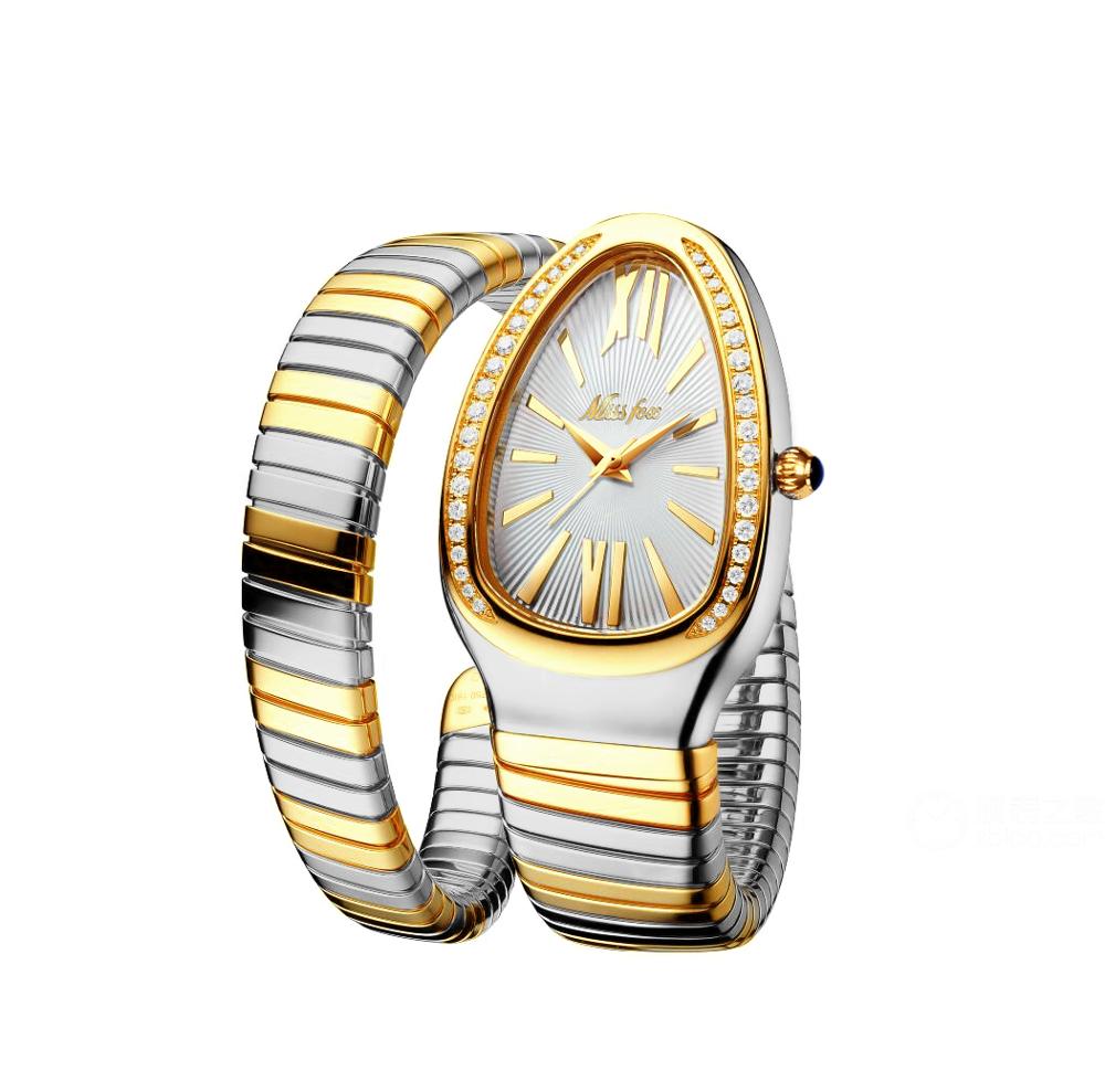 Snake Shape Luxury Wrist Watch For Women Steel Unique Gold Quartz Ladies Watch Clock Relogio Feminino