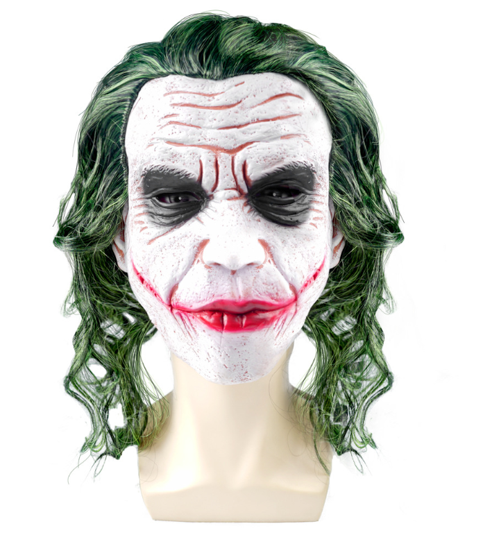 Batman The Dark Knight Mask with Green Hair Wig Latex