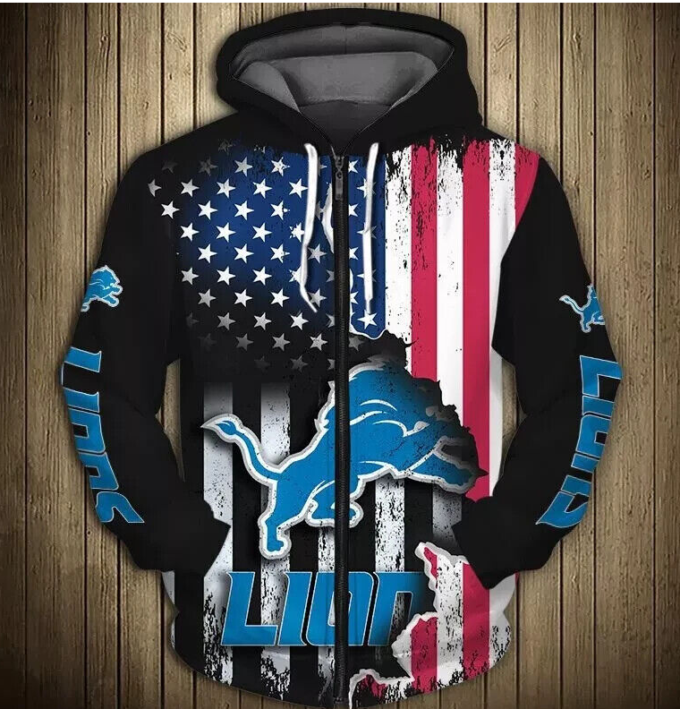 Detroit Lions New York Giants Buffalo Bills Digital Print zipper hooded cardigan jacket