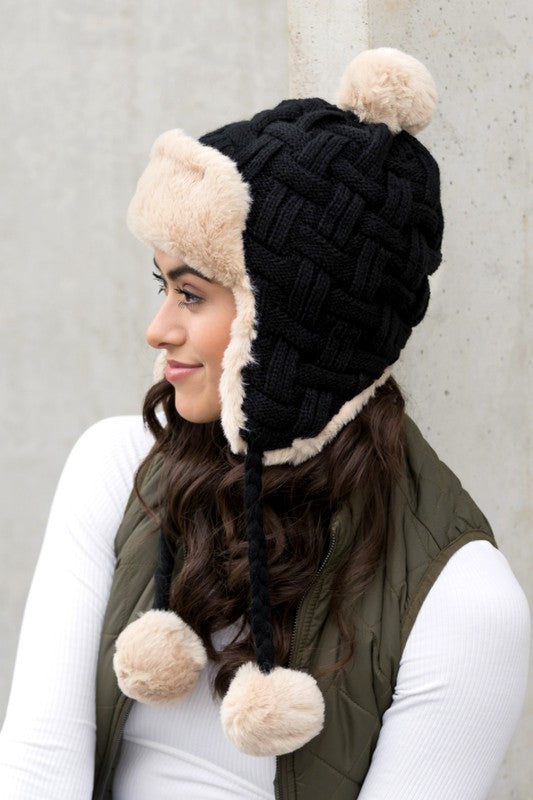 Cable Weave Trapper Hat