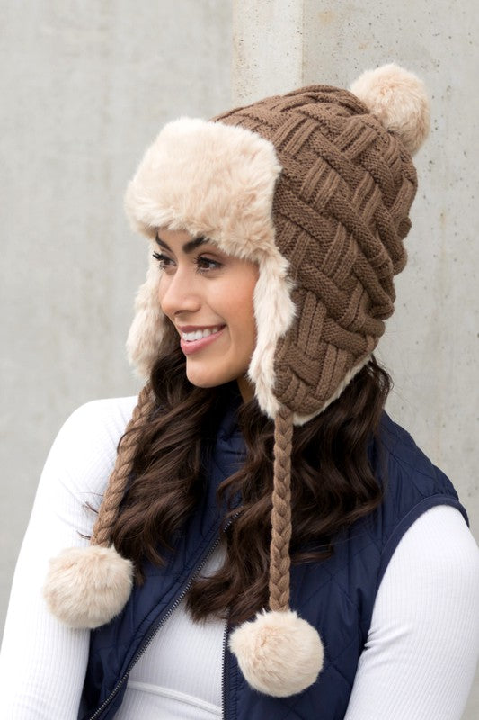 Cable Weave Trapper Hat