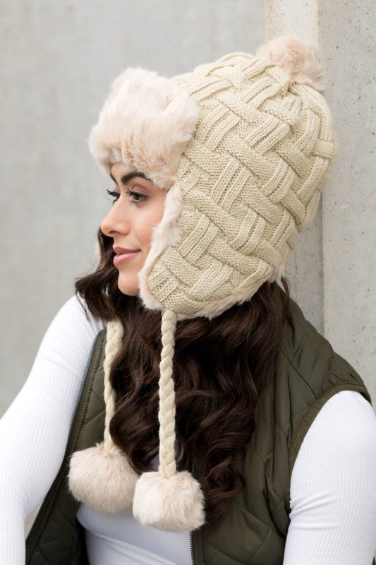 Cable Weave Trapper Hat