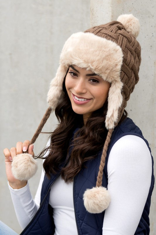 Cable Weave Trapper Hat