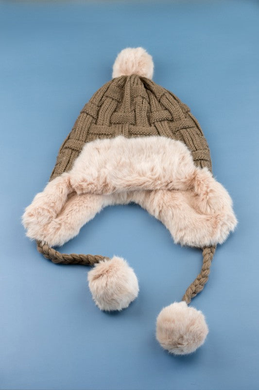Cable Weave Trapper Hat