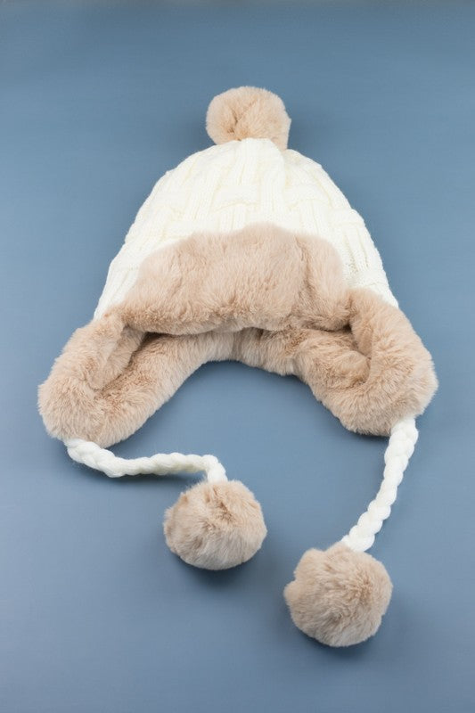 Cable Weave Trapper Hat