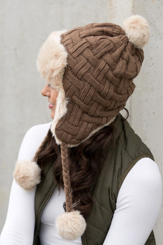 Cable Weave Trapper Hat