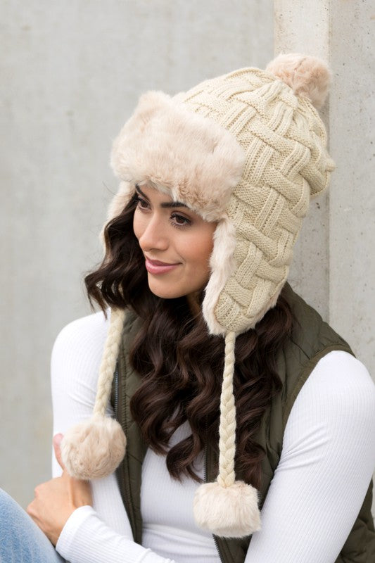 Cable Weave Trapper Hat