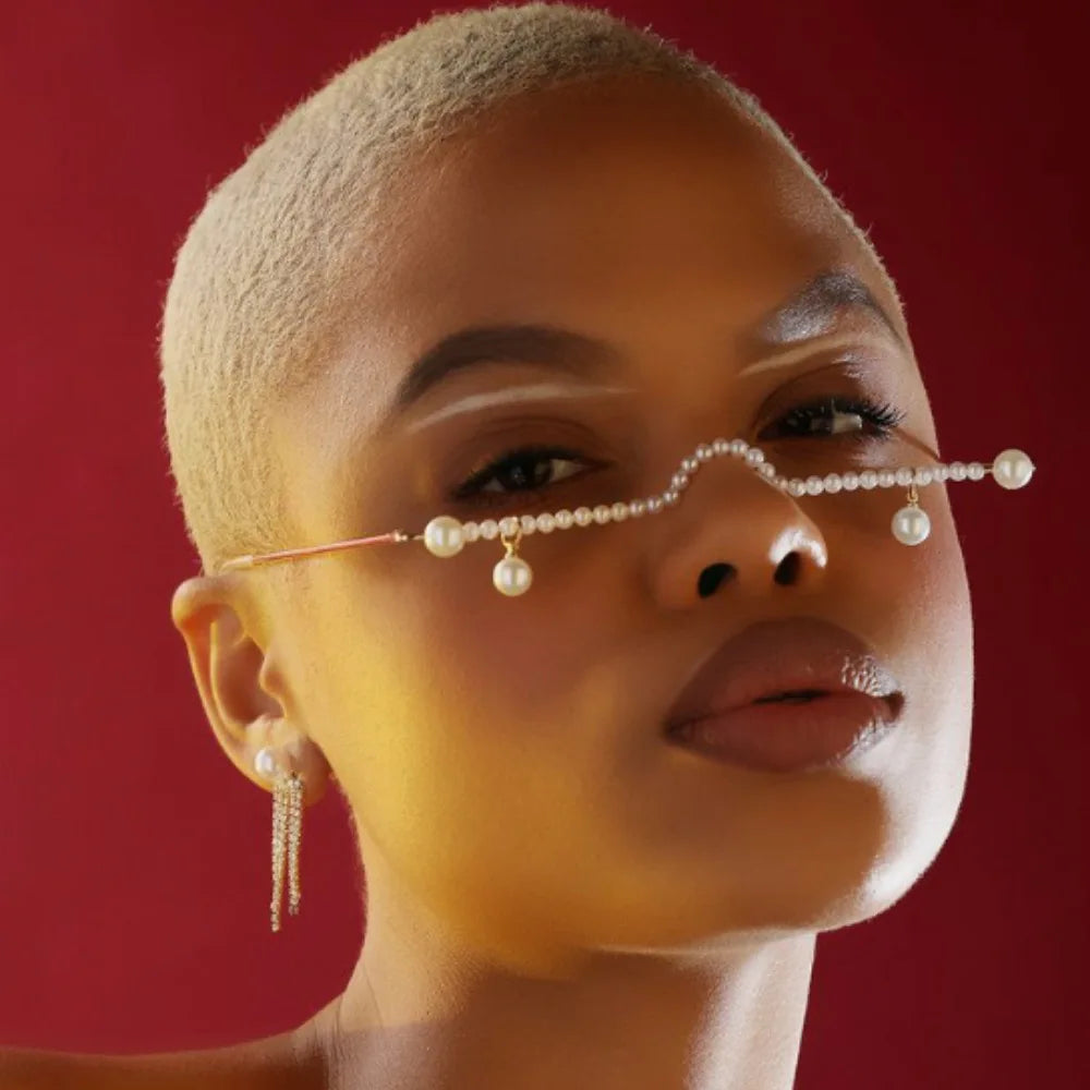 Pearl Eyeglass Frame Personalized Pendant Accessories for Women Face Chain