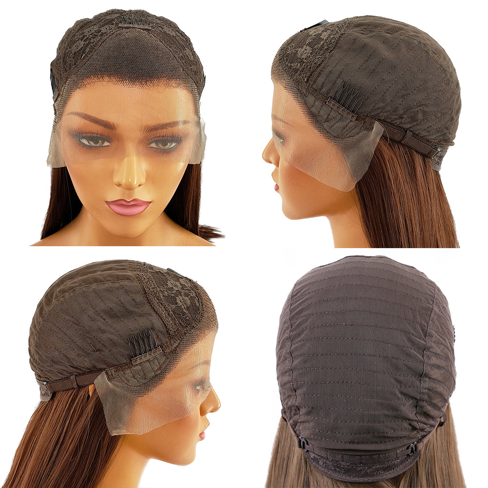 Long Hair Chemical Fiber Front Lace Natural Simulation Wig Headgear Medium Long Hair Headgear