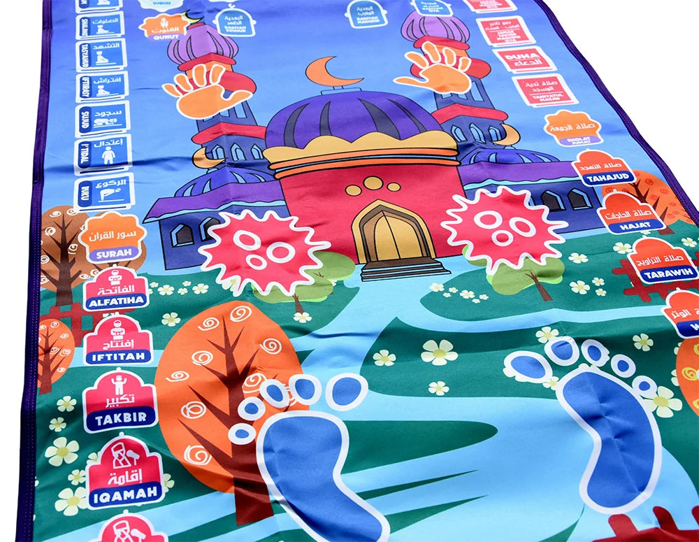 Islamic Interactive Prayer Rug Carpet for Children Worship Salat Musallah Praying Mats Electronic Digital Speaker Box