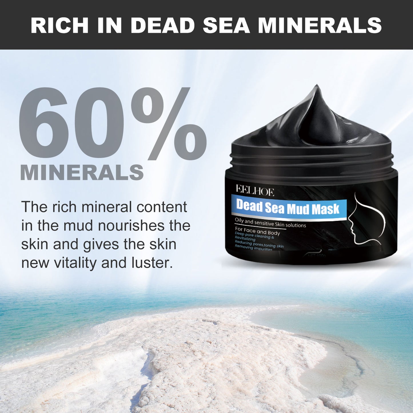 Dead Sea Mud Mask, Moisturize And Cleanse The Skin From Blackheads And Acne By Applying A Mud Mask For Deep Oil Control