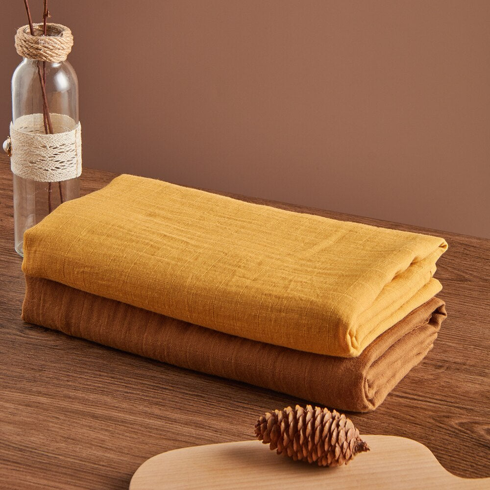 100% Cotton Plain Color 2pcs Set Swaddle Blanket