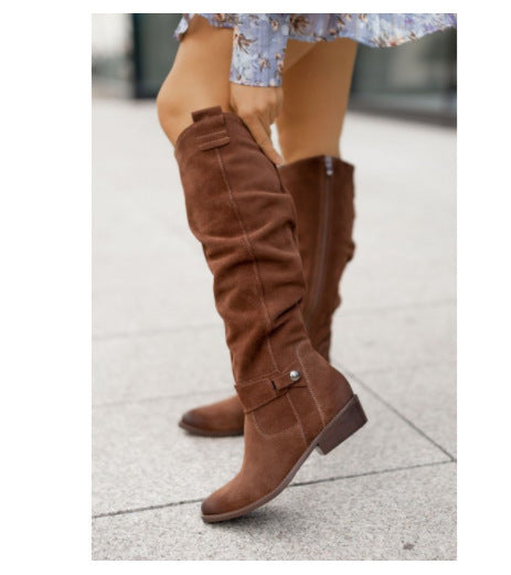 Suede high-top womens boots