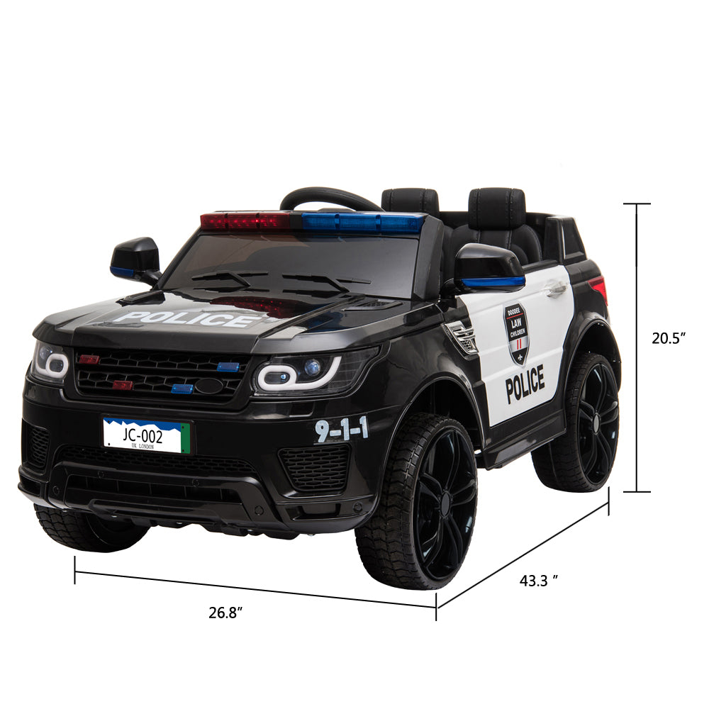 12V Kids Police Ride On Car Electric Cars 2.4G Remote Control, LED Flashing Light, Music & Horn