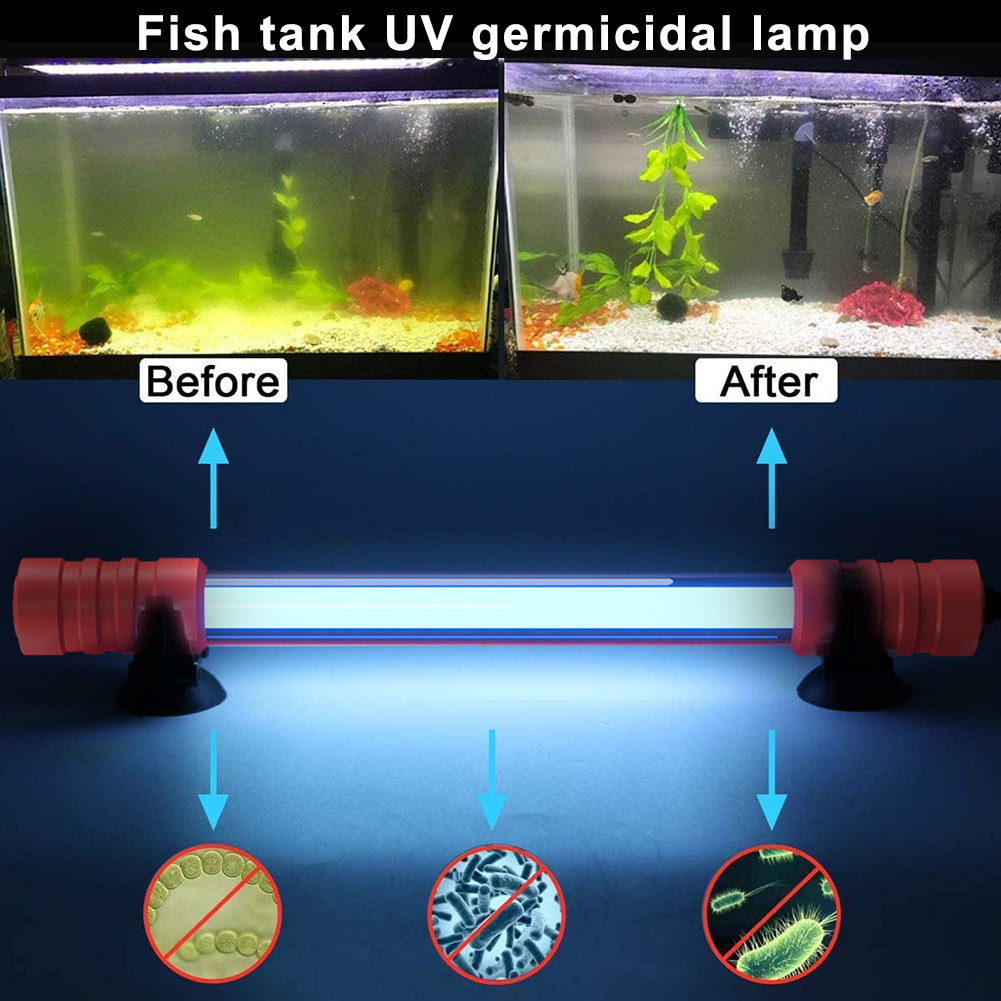 Aquarium Fish Tank Germicidal UV Light Sterilizer Pond Submersible Clean Lamp