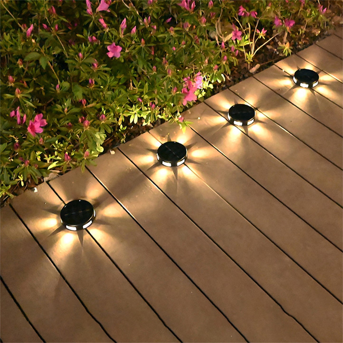 2 Solar Powered Ground Lights Floor Wall Fence Step Path Garden Lamp