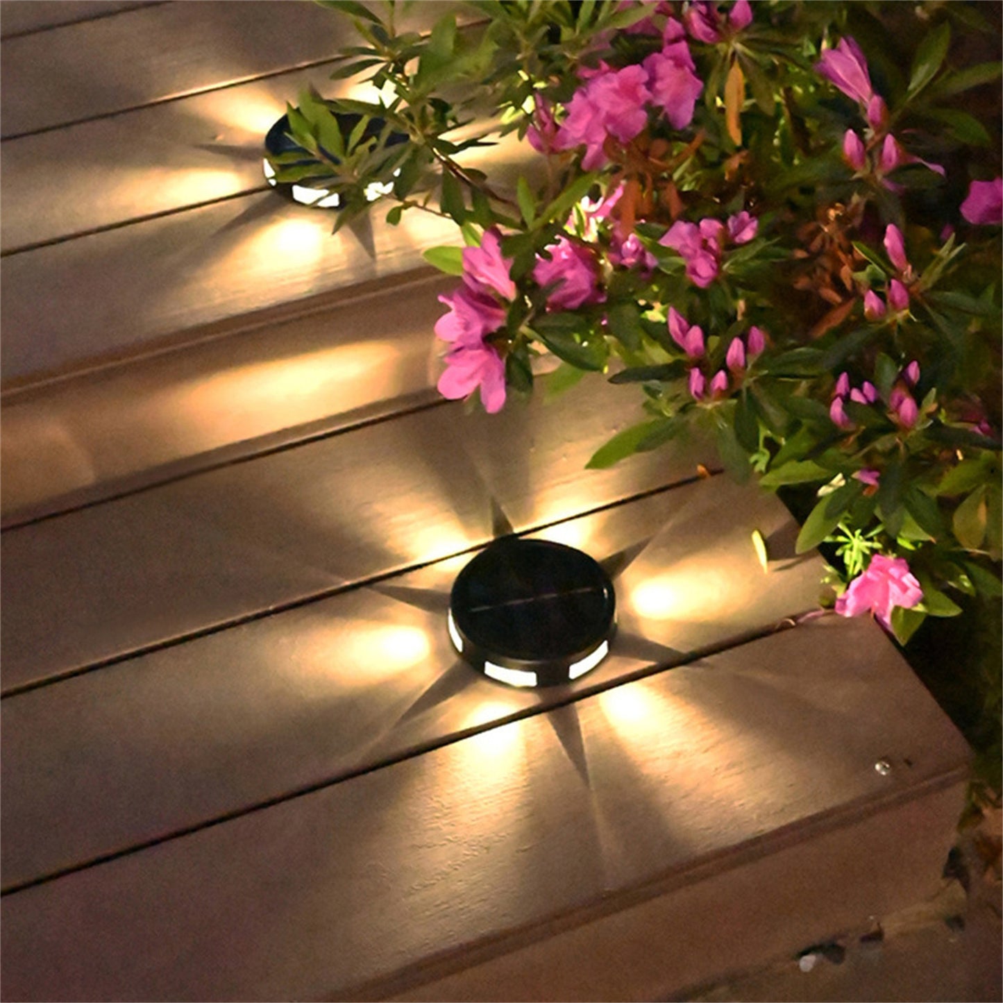 2 Solar Powered Ground Lights Floor Wall Fence Step Path Garden Lamp