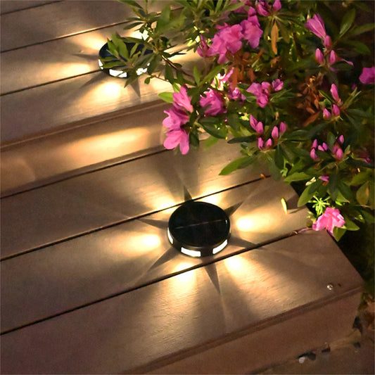 2 Solar Powered Ground Lights Floor Wall Fence Step Path Garden Lamp