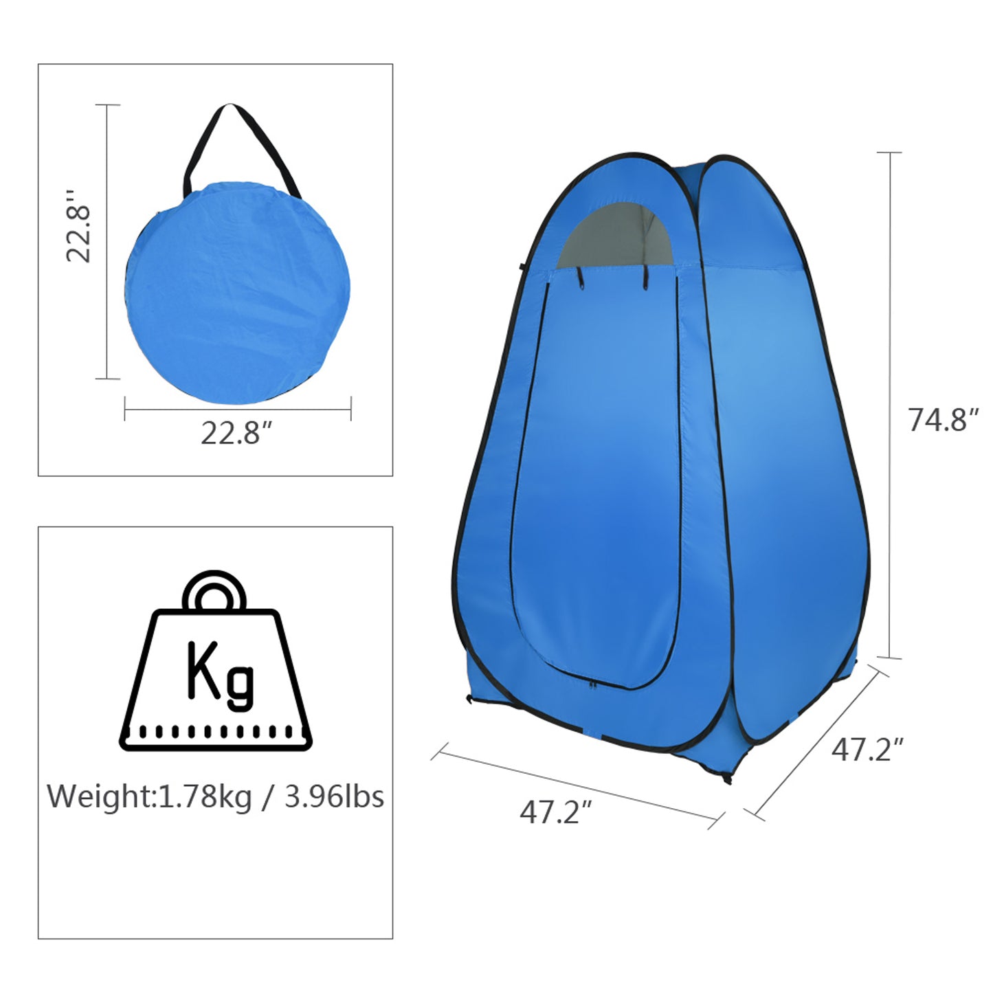 Portable Pop Up Toilet Shower Tent Changing Room Dressing Tent Camping Shelter (Blue)