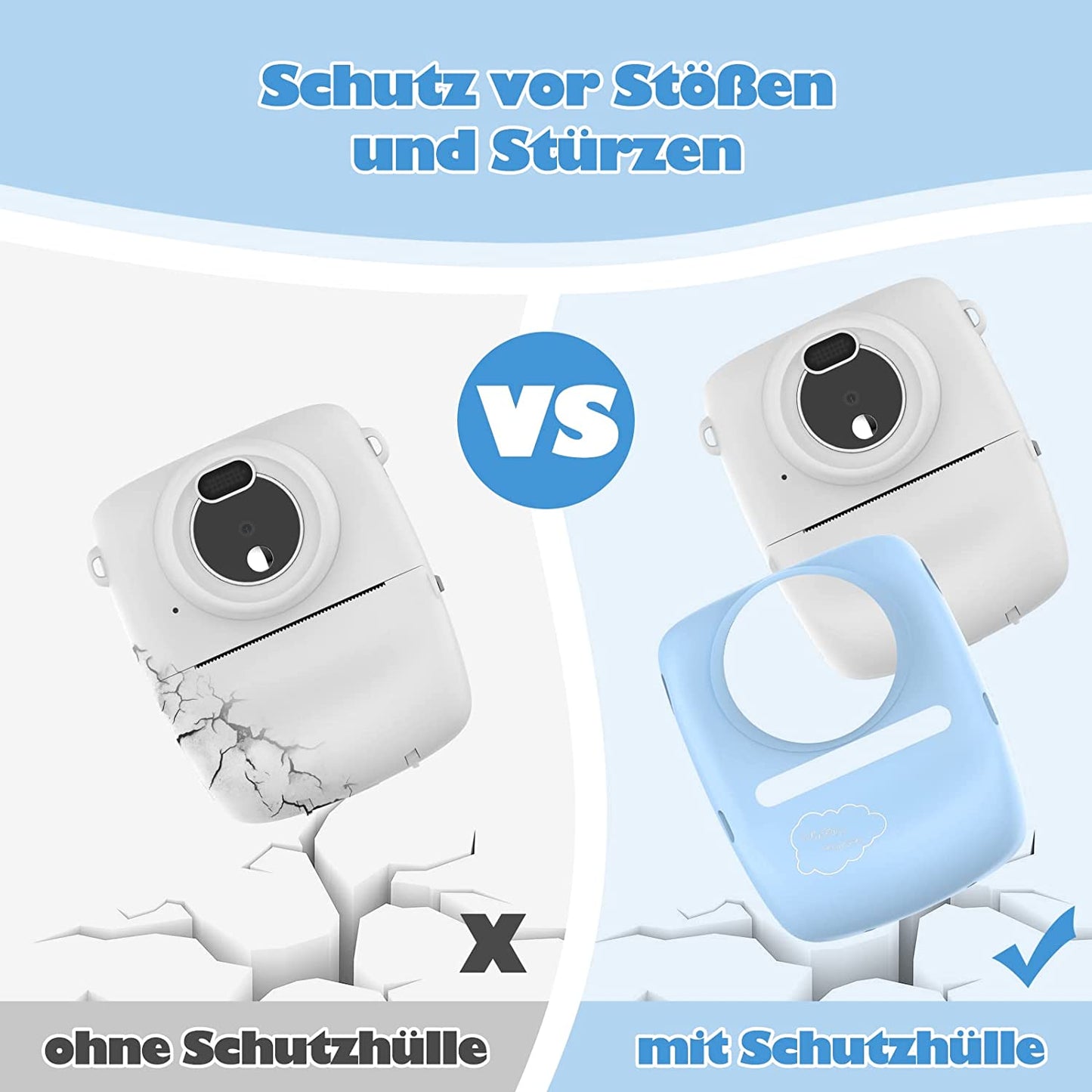 Childrens Camera, 30MP Instant WiFi 1080P Digital 2.4 inch with 32GB TF Card, (Powder Blue)