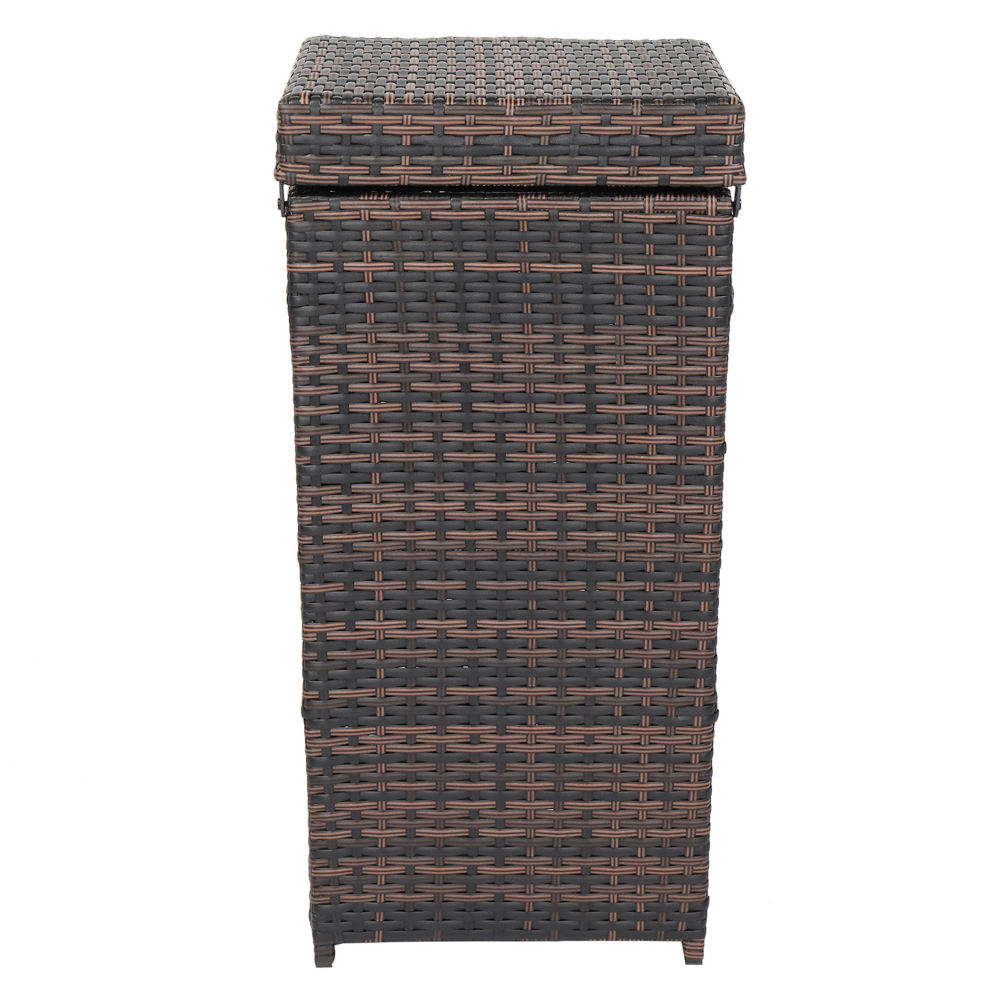 Iron Frame Rattan Trash Can - Brown