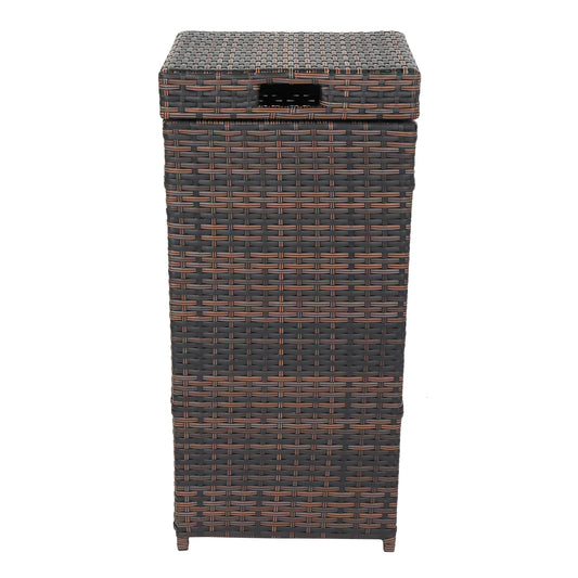 Iron Frame Rattan Trash Can - Brown