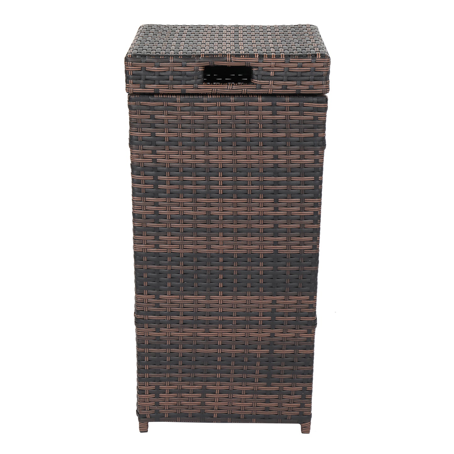Iron Frame Rattan Trash Can - Brown