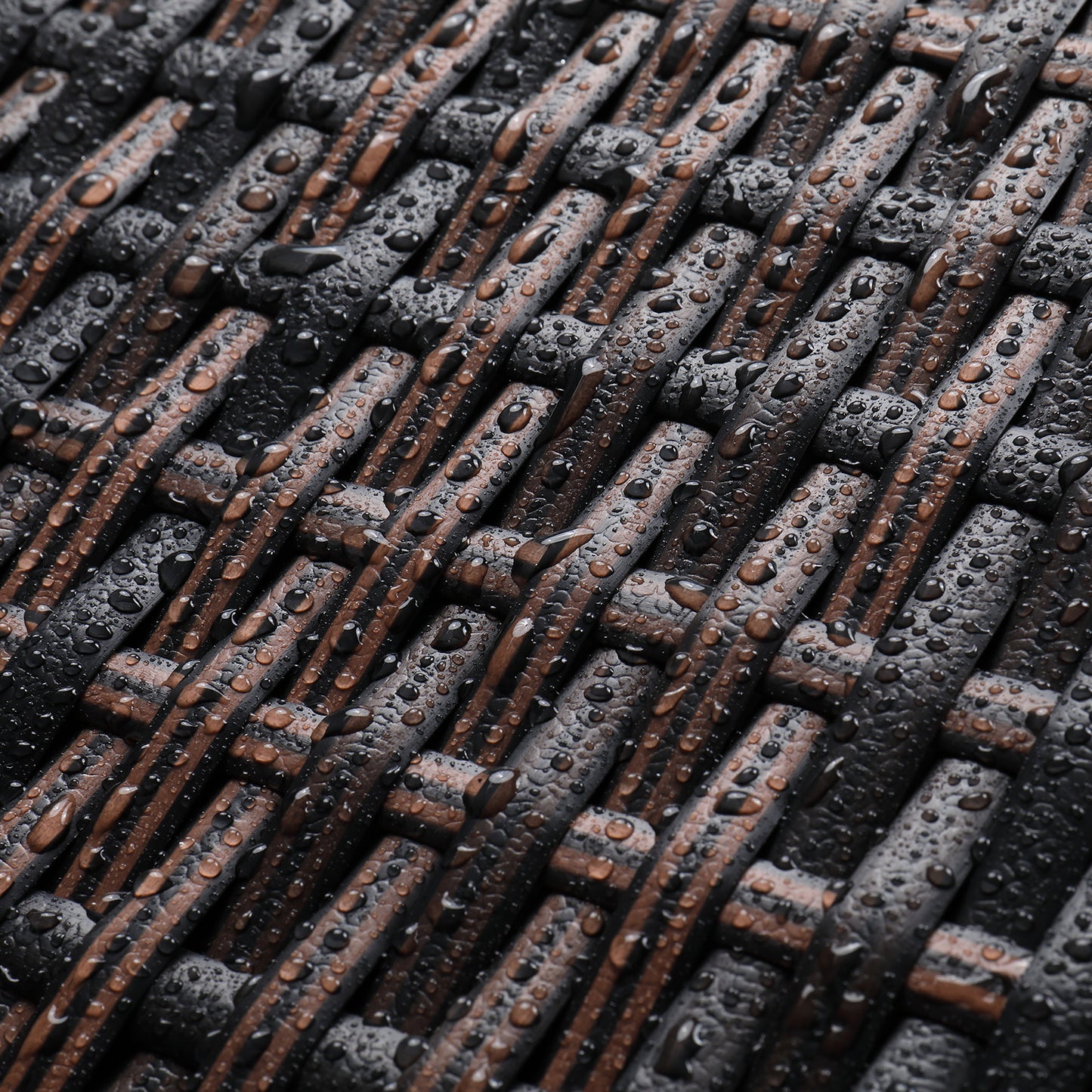 Iron Frame Rattan Trash Can - Brown