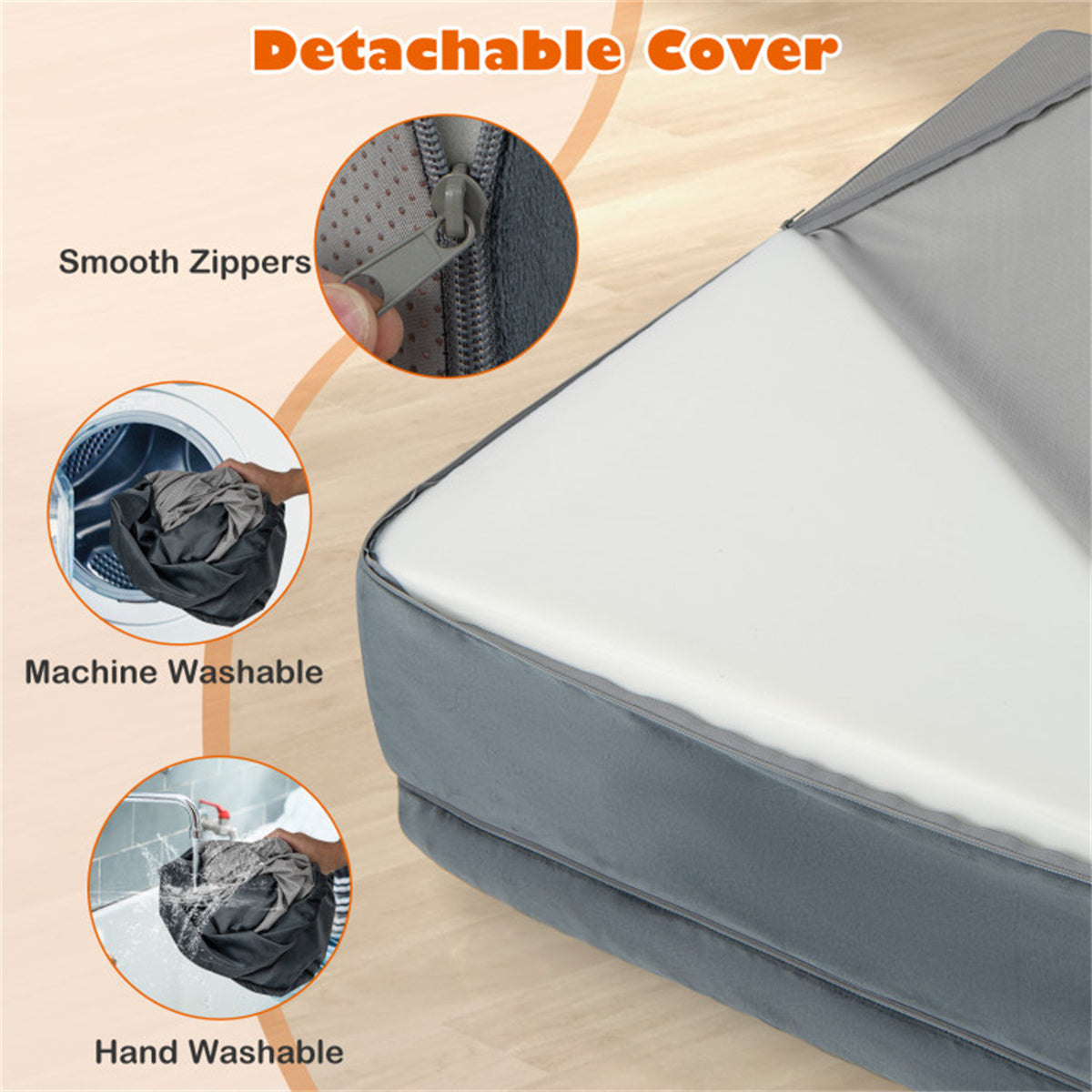 40" Orthopedic Dog Sofa Dog Bed Memory Foam Pet Bed Pet Sofa with Headrest for Large Dogs