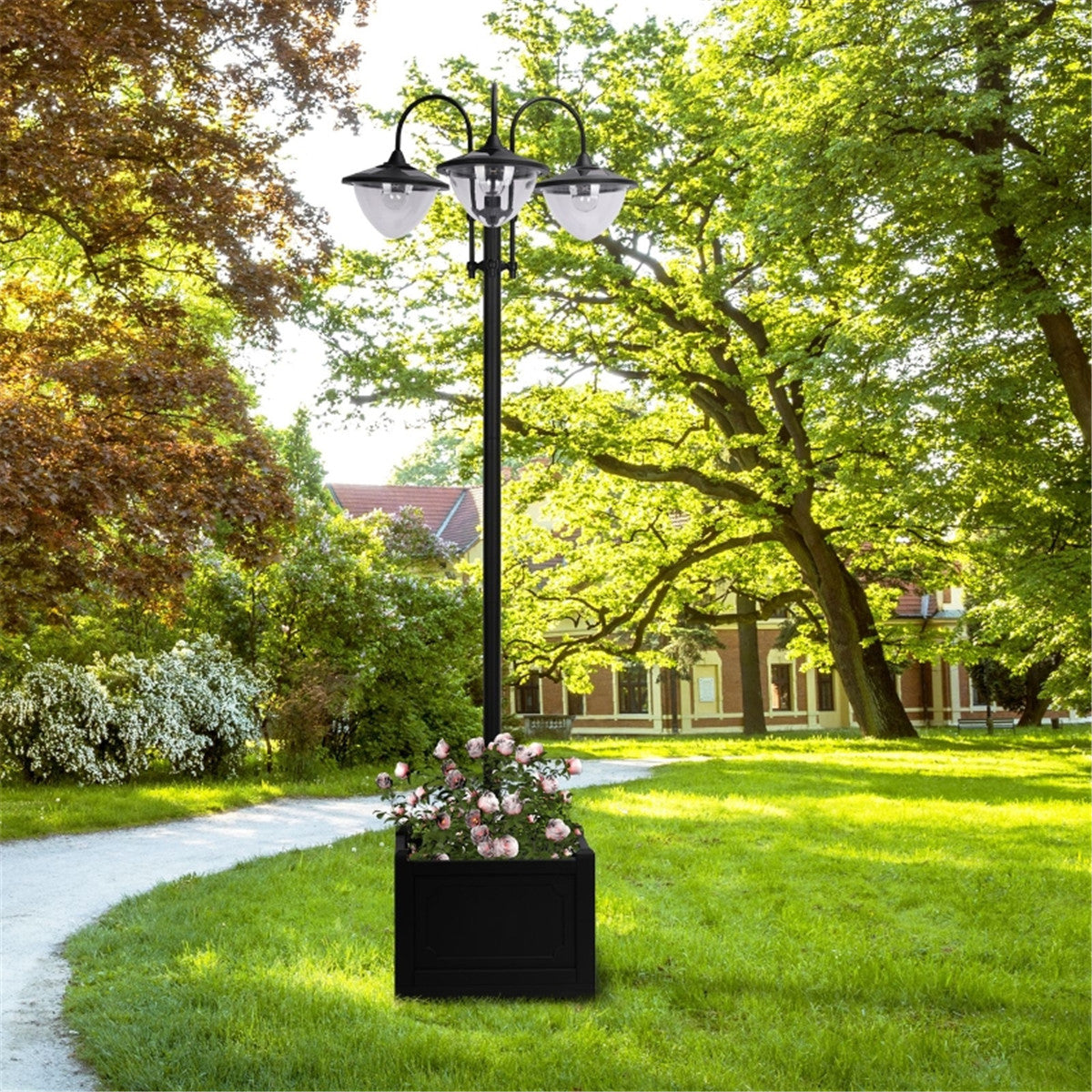 Solar Powered 3-head Solar Lamp with Planter Base / Street Light / Outdoor Ready LED Lighting