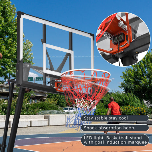 Portable Basketball Hoop Basketball System 8-10ft Height Adjustable for Youth Adults LED Basketball Hoop Lights, Colorful lights, Waterproof,Super Bright to Play at Night Outdoor