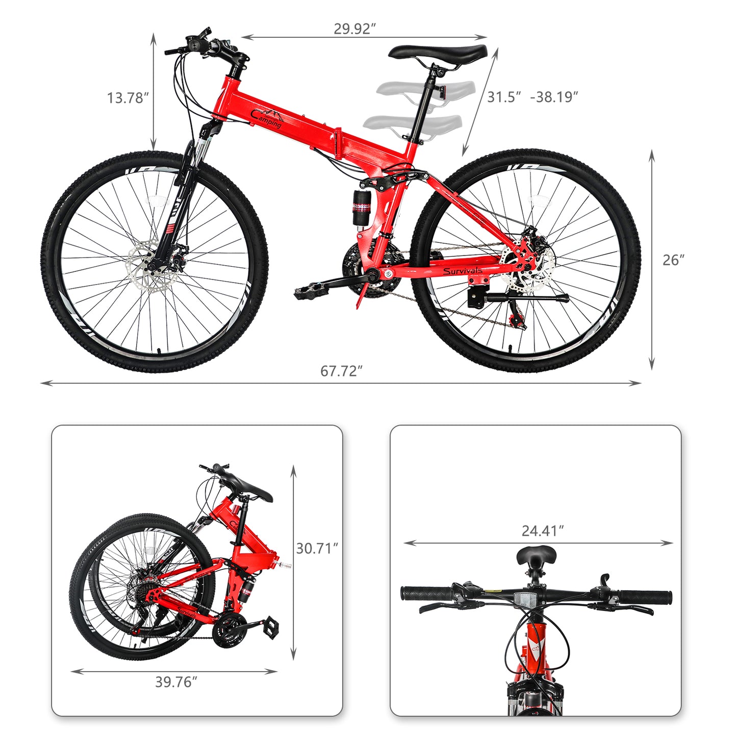 26inch Land Rover Shimano TX30 High Carbon Steel 100kg 21 Speed Red & Black Mountain Bike