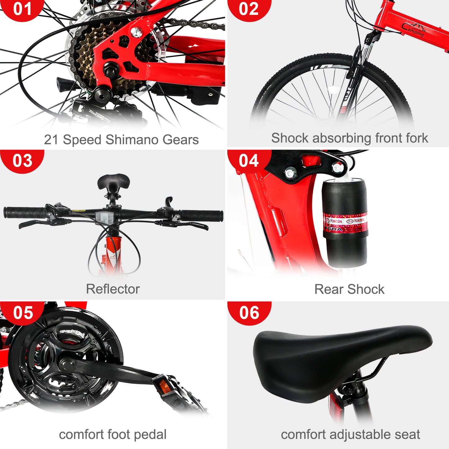 26inch Land Rover Shimano TX30 High Carbon Steel 100kg 21 Speed Red or Black Mountain Bike