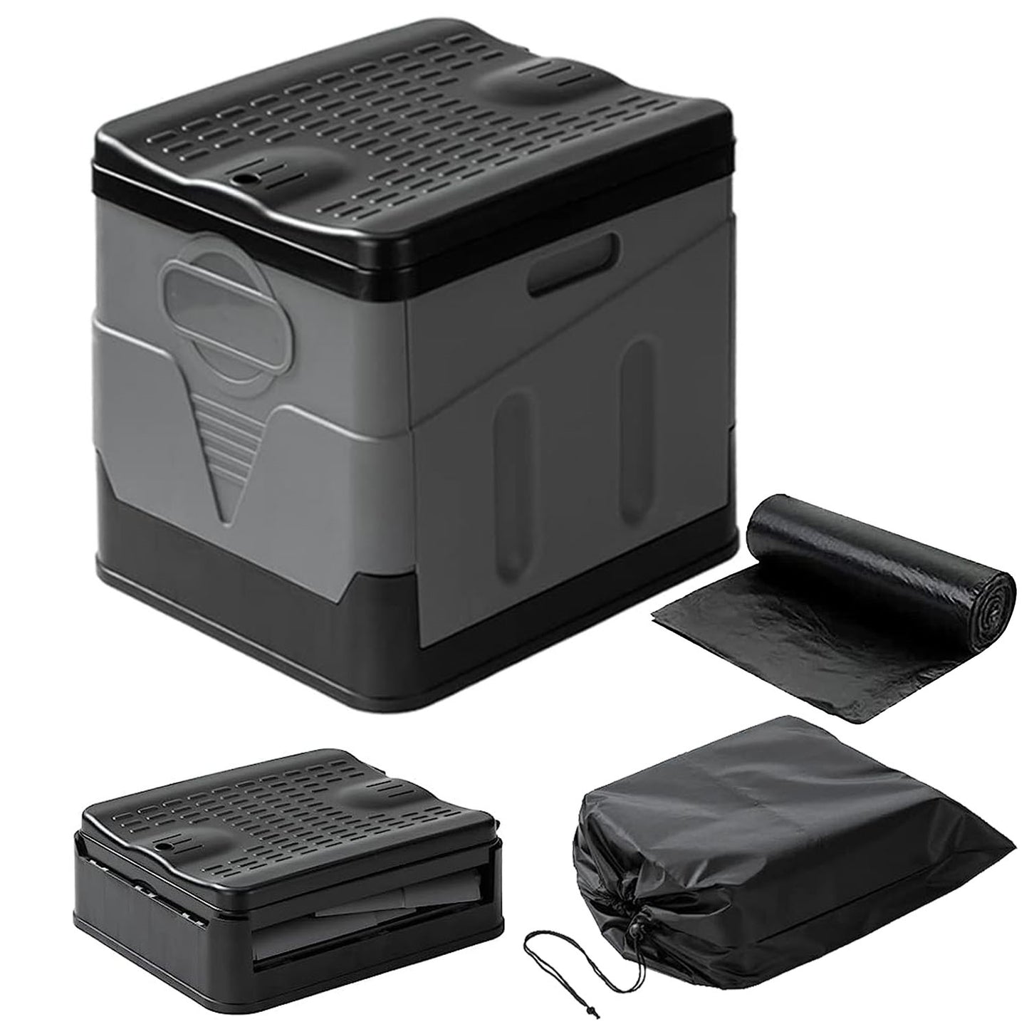 Portable Toilet with Carry Bag Foldable with Lid Trash Bags Camping Toilet Foldable