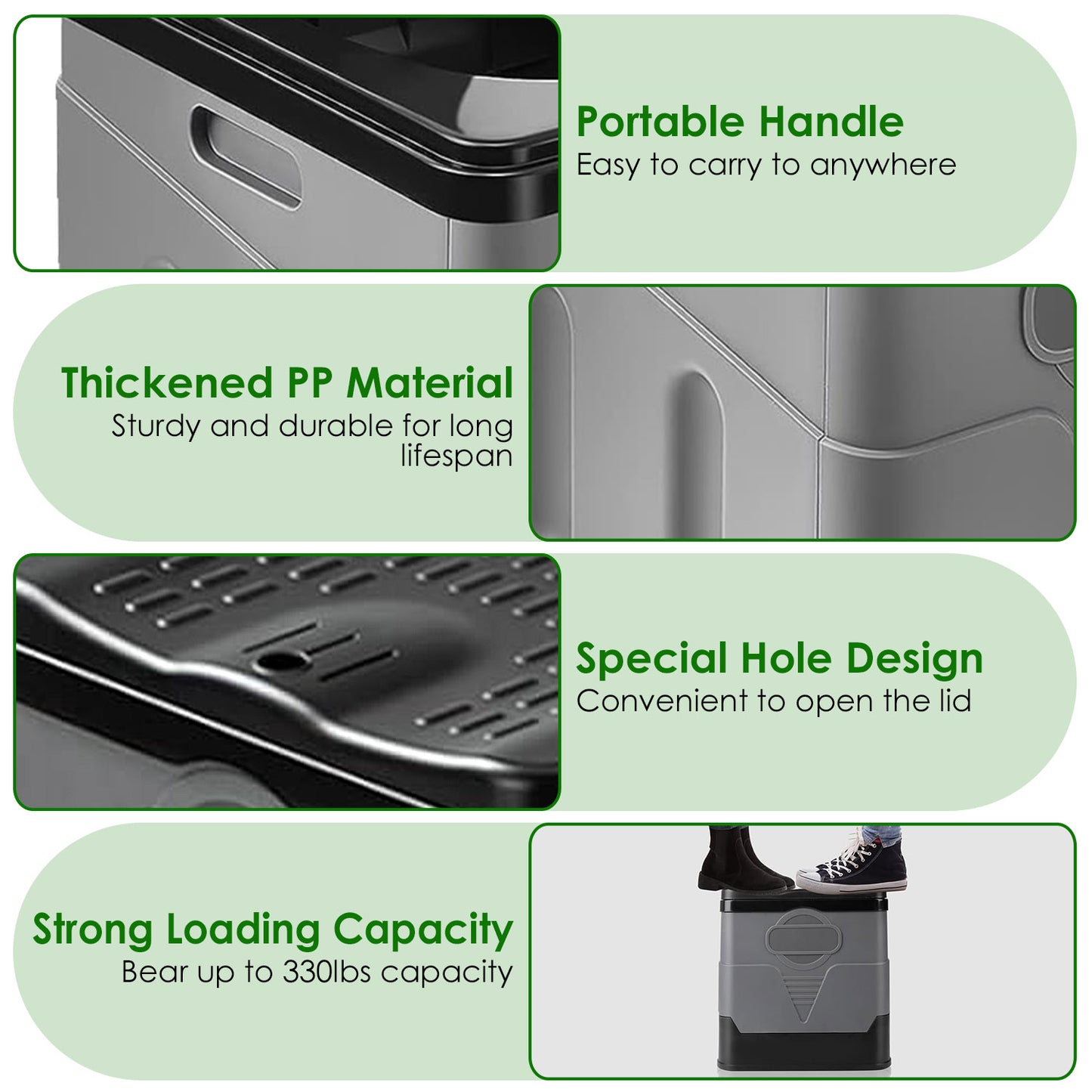 Portable Toilet with Carry Bag Foldable with Lid Trash Bags Camping Toilet Foldable