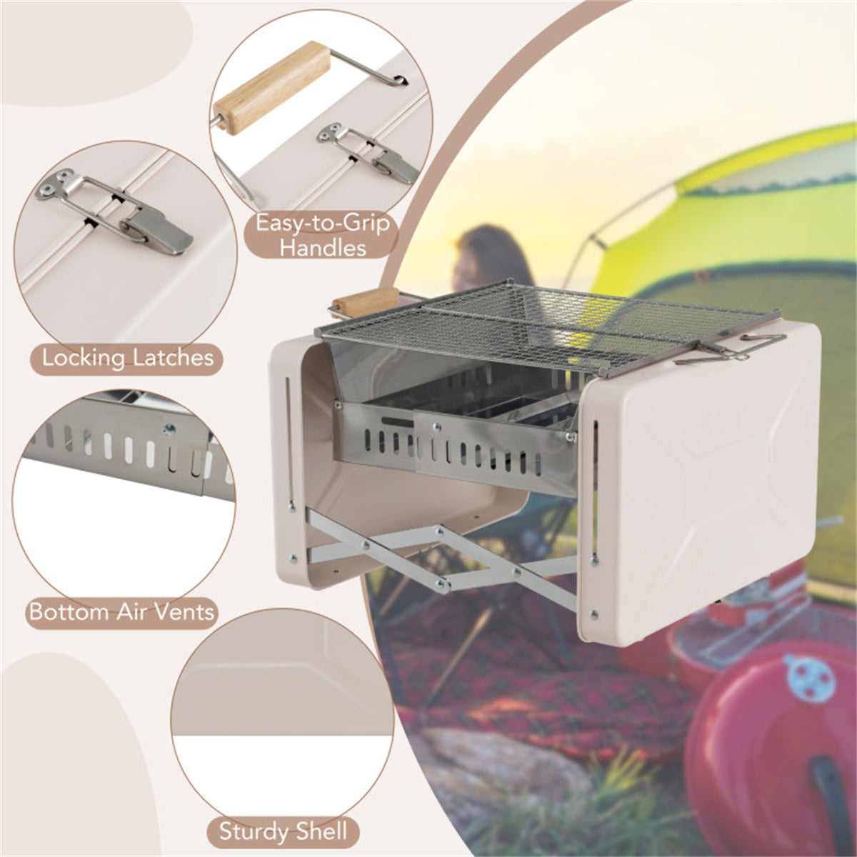 Outdoor BBQ Grill (Beige)