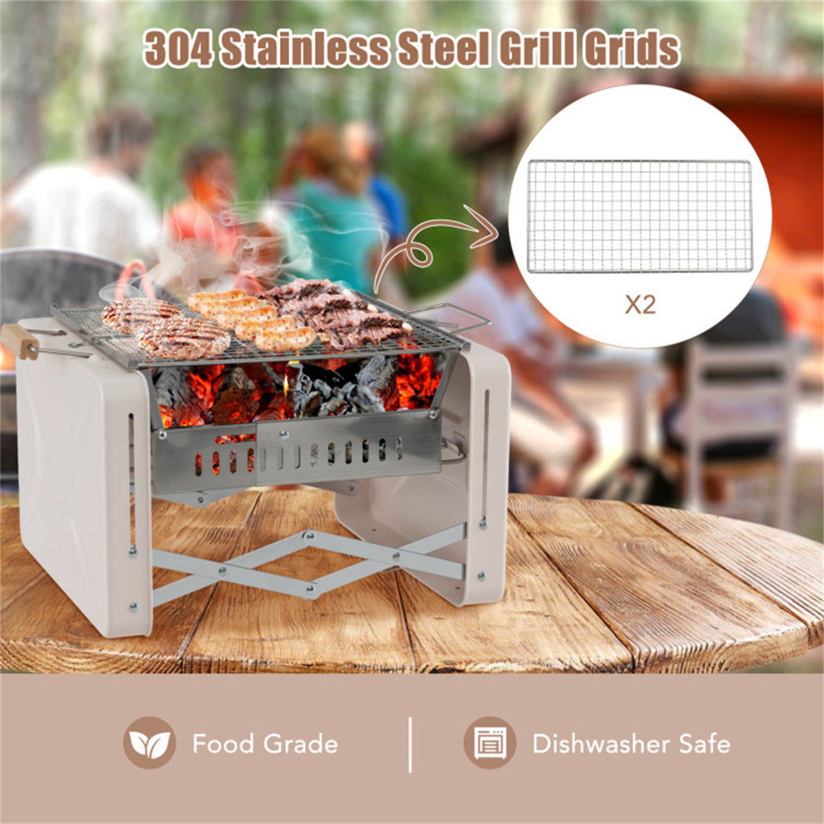 Outdoor BBQ Grill (Beige)