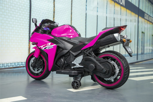 Kids motorcycle, 12V Motorcycle for - 3 4 5 6 years Boys Girls  12v7ah Kids Motorcycle ride on toy with Training  Wheels/manual throttle/ drive by hand /Lighting  wheels