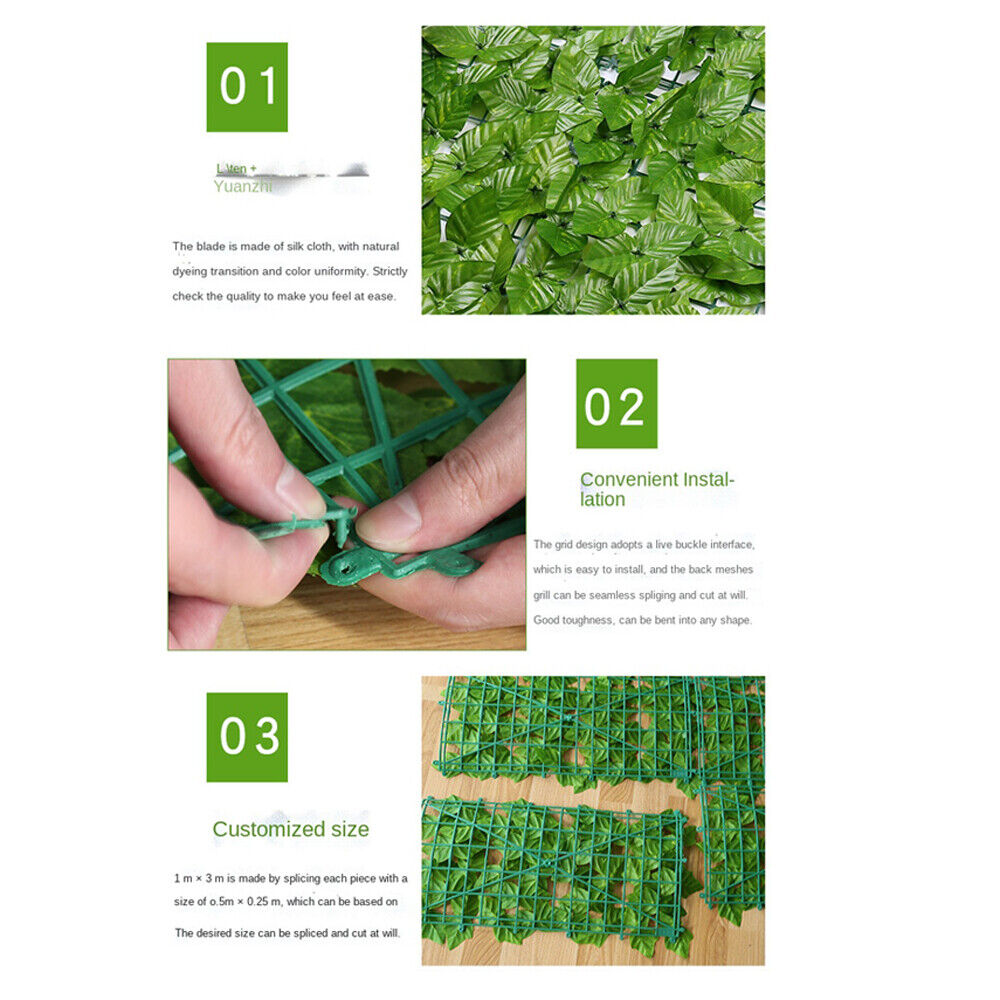 1Mx3M Balcony Hedges Artificial Ivy Leaf Garden Privacy Fence Privacy Screen