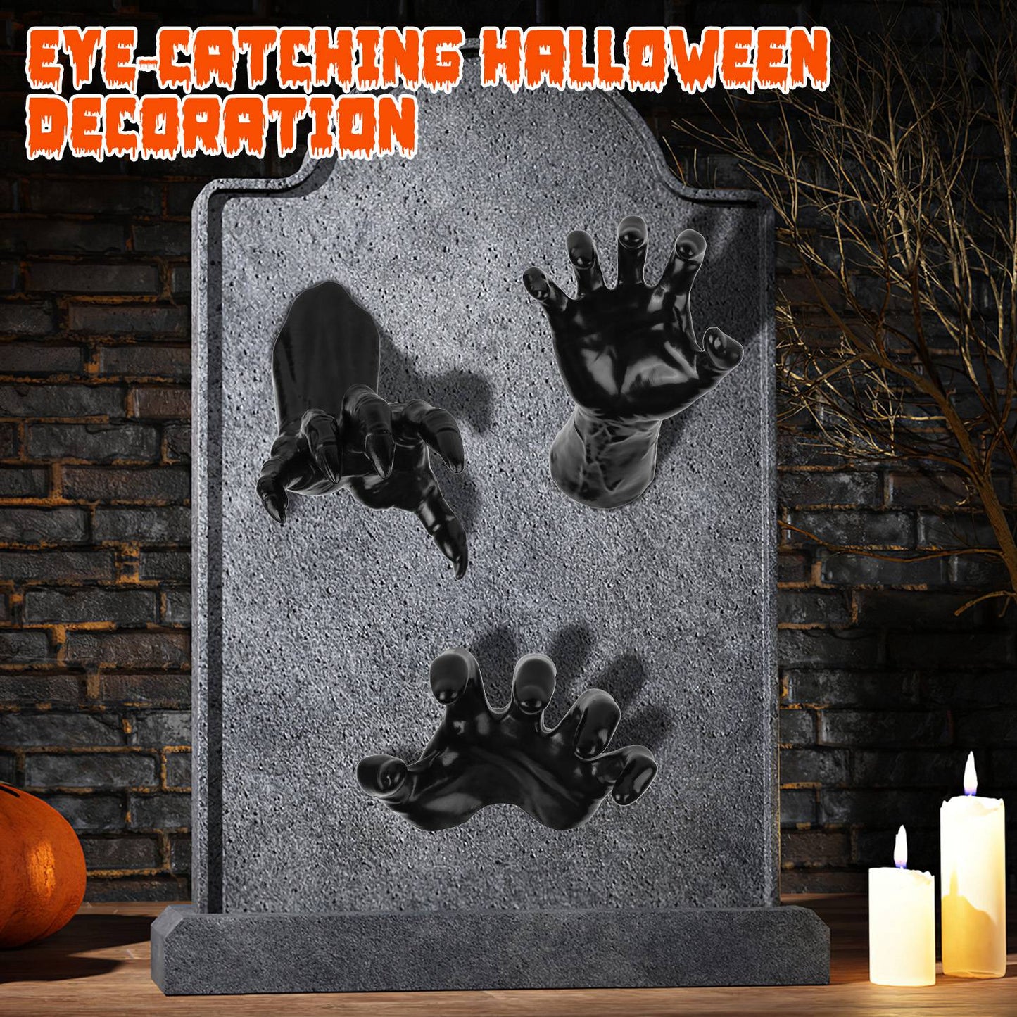 3Pcs Creepy Reaching Hands With Lighted Candles Wall Mounted Decoration Witch Devil Hand Aesthetic Goth Gothic Life-Sized Horror Sculptures