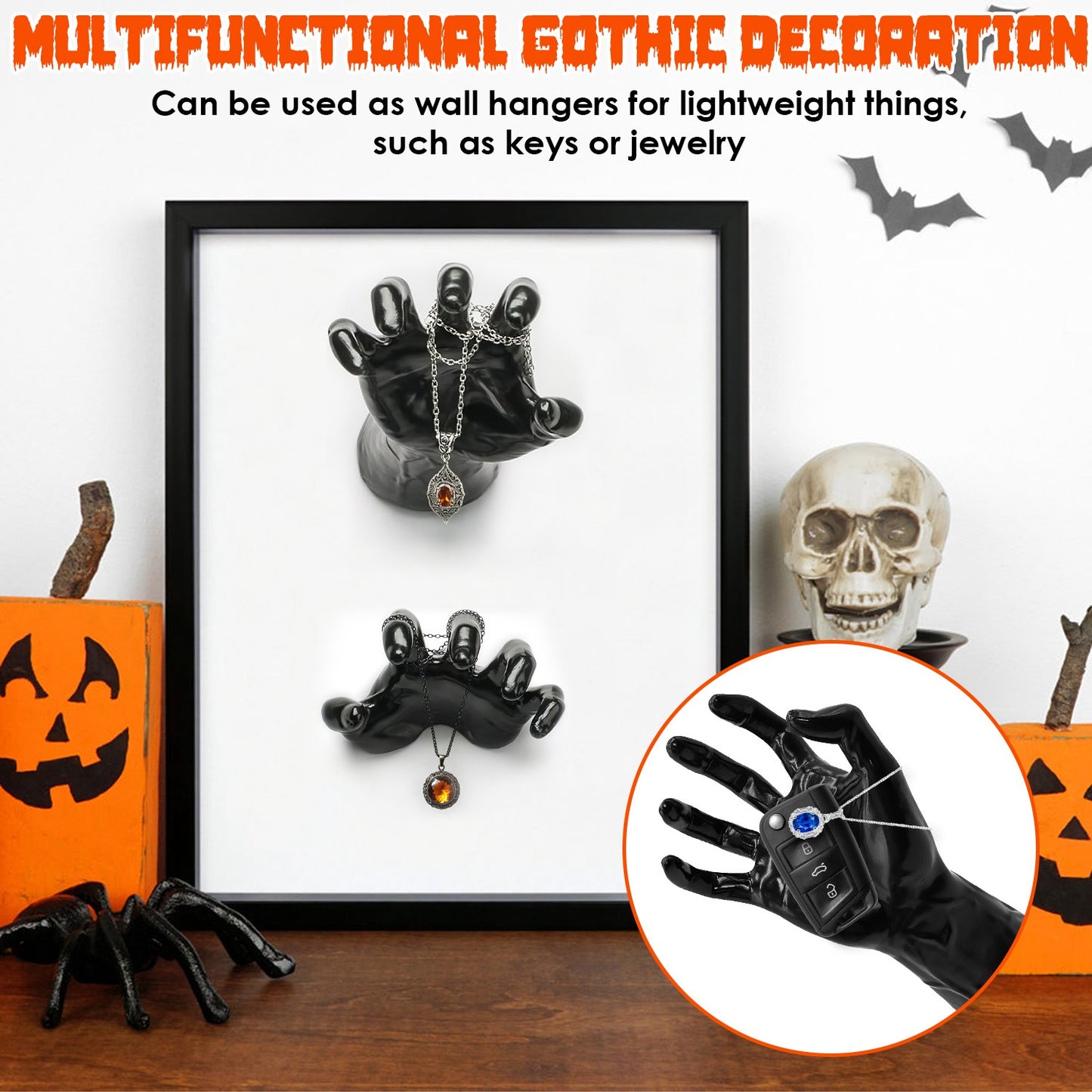 3Pcs Creepy Reaching Hands With Lighted Candles Wall Mounted Decoration Witch Devil Hand Aesthetic Goth Gothic Life-Sized Horror Sculptures
