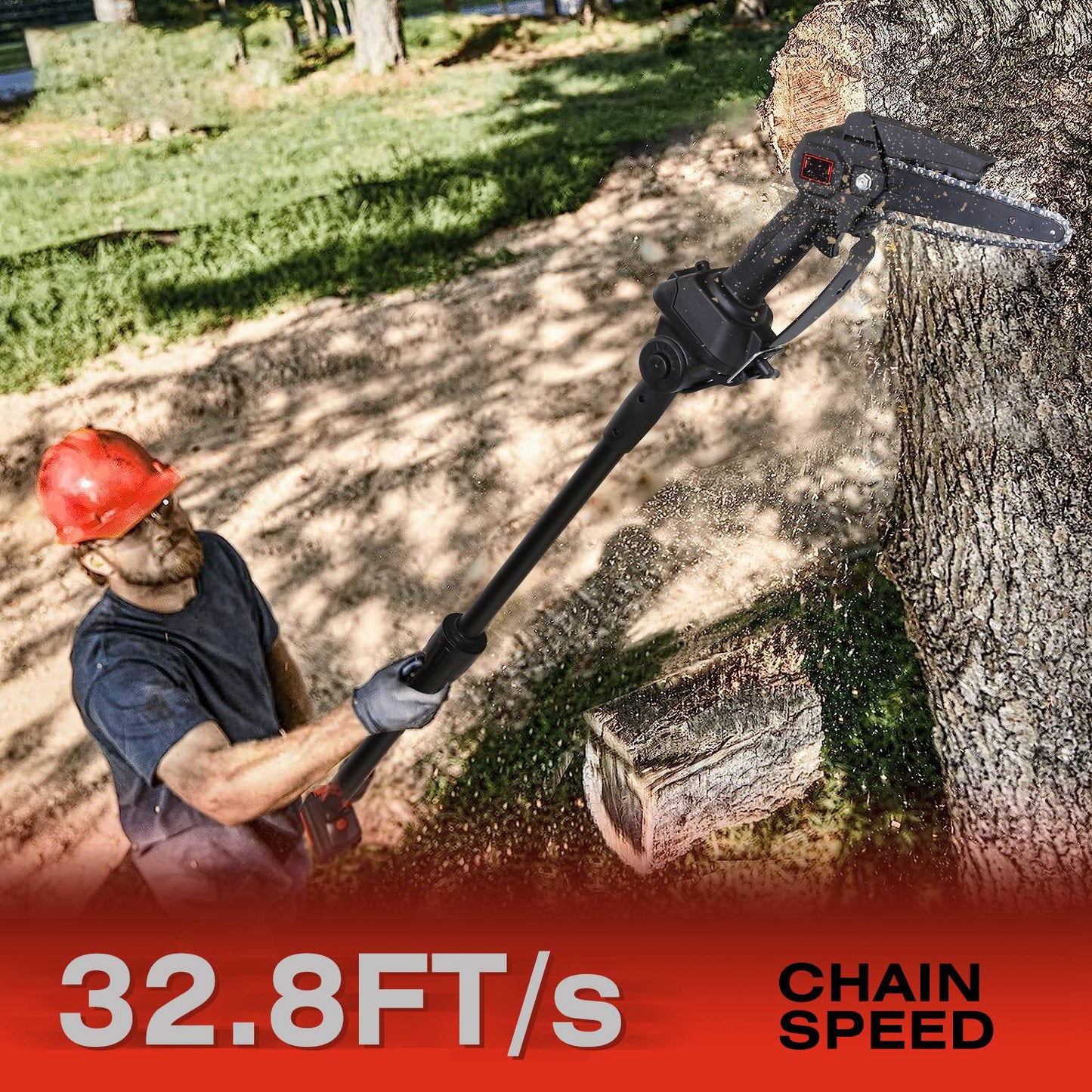 2-in-1 Cordless Pole Saw, Brushless Mini Chainsaw Cordless with Pole, 2 Pack 21500mAh Batteries Powered Pole Saws for Tree Trimming, 13ft Reach Electric Saw for Trees With Pole