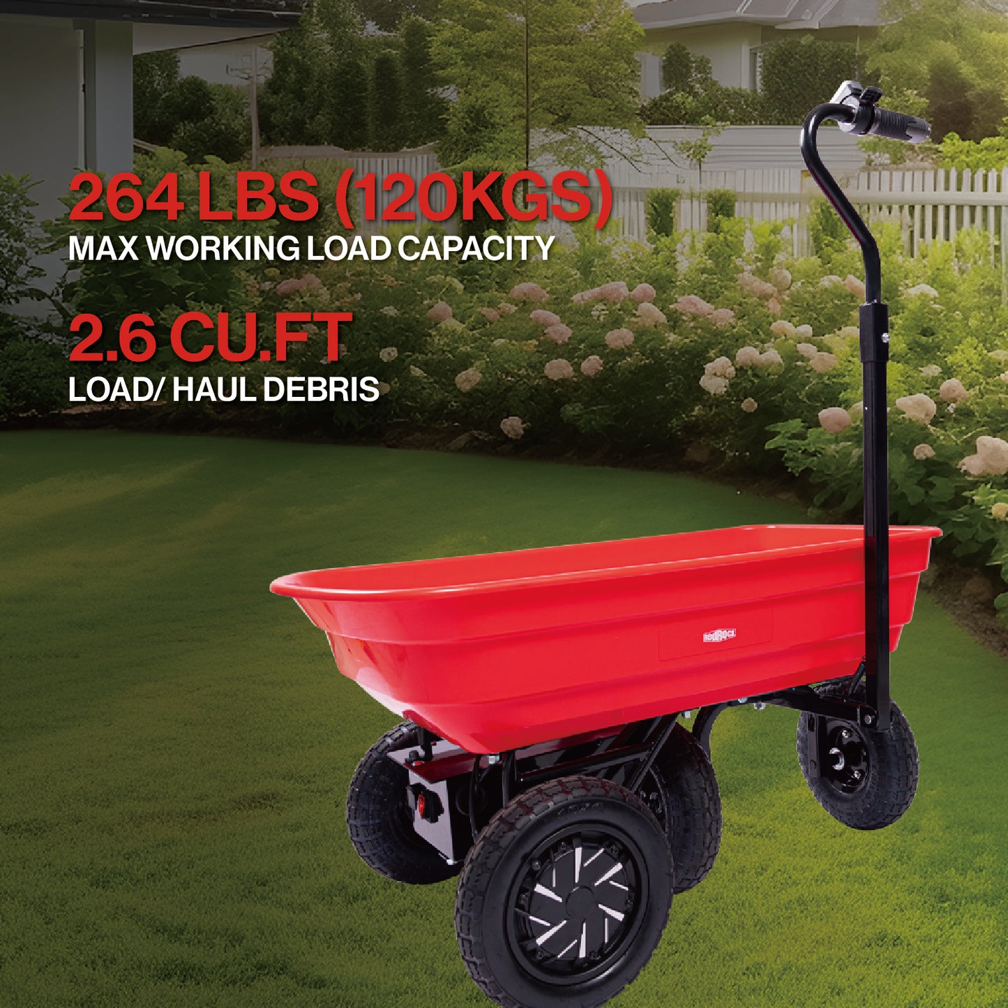 Wheelbarrow electric Hassle-free assemble: this utility cart's durable steel frame and rust-resistant electric garden cart