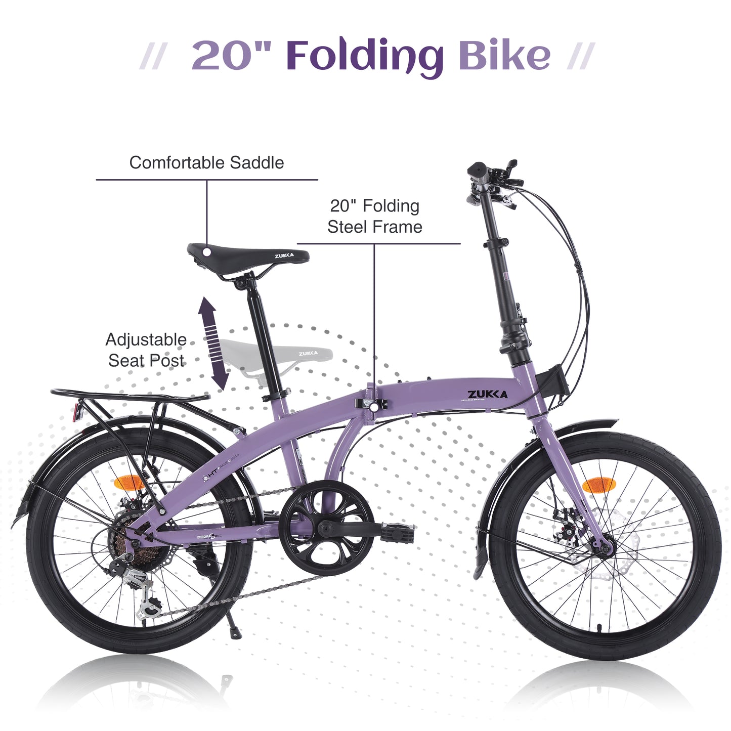 20" Folding Bike Steel Frame 7 Speed City Bike