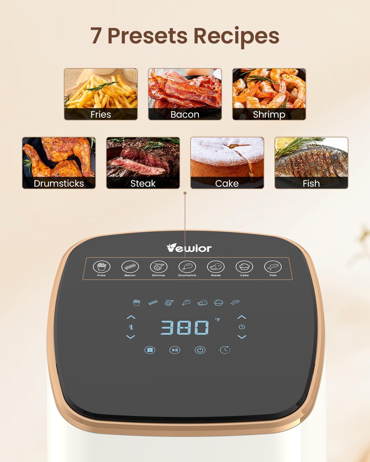 Air Fryer, 5.3Qt Airfryer with Viewing Window, 7 Custom Presets Large Air Fryer Oven with Smart Digital Touchscreen,Non-stick and Dishwasher-Safe Basket